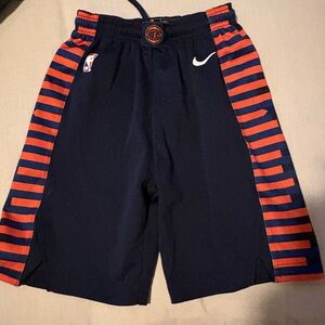 Nike Boys Navy and Orange Striped Basketball Shorts